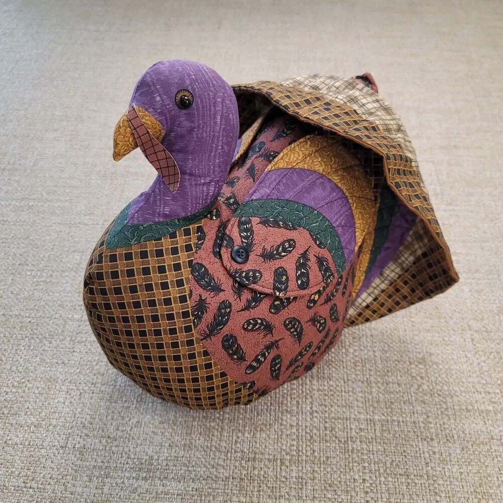 Stuffed Fabric Turkey Centerpiece Thanksgiving Fall Autumn Decor Farmhouse Plush